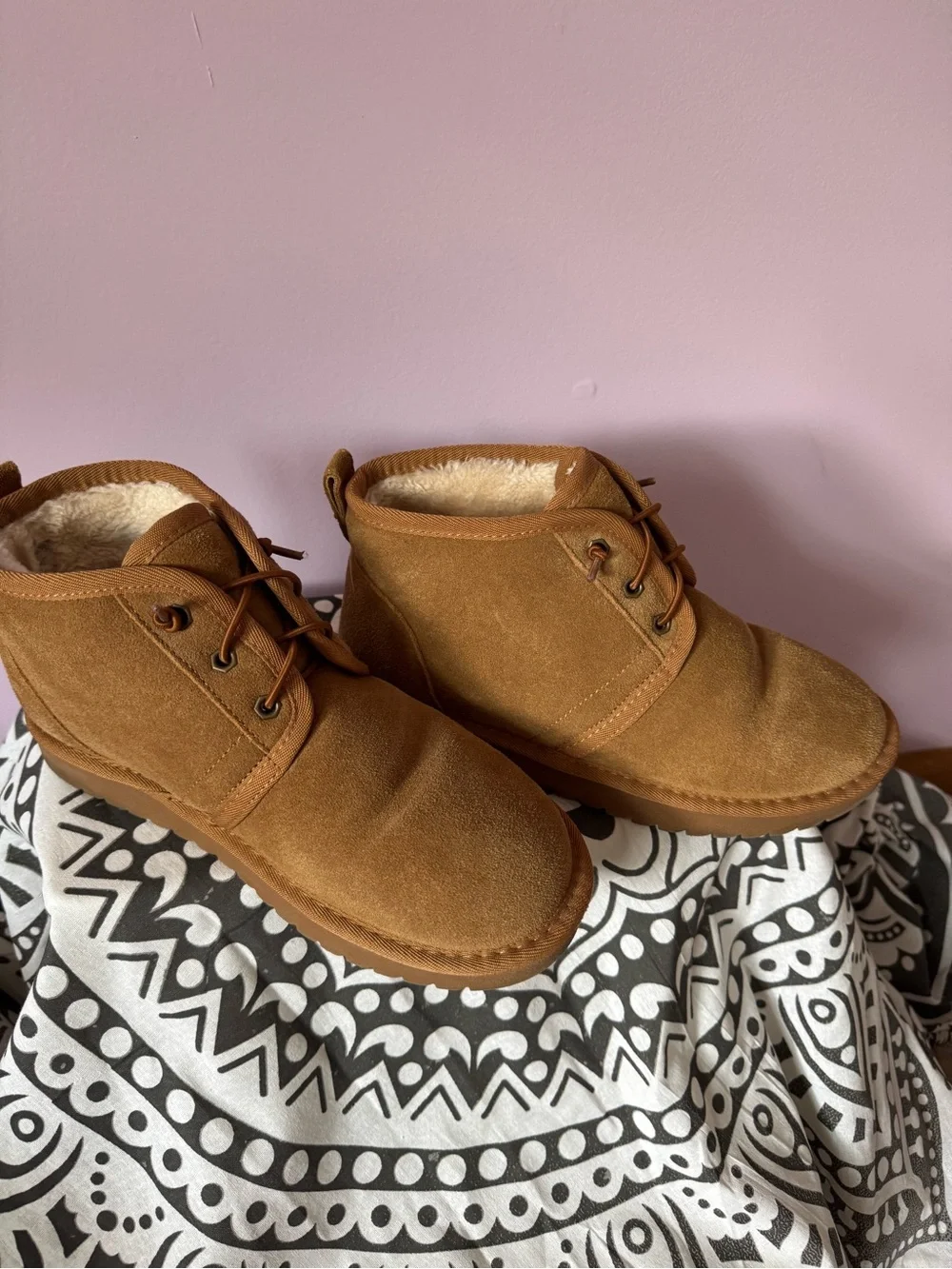 Menorcan Suede Ankle Booties in Camel - Unbranded